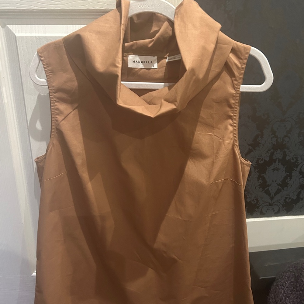 Marcella Light Brown Sleeveless Blouse